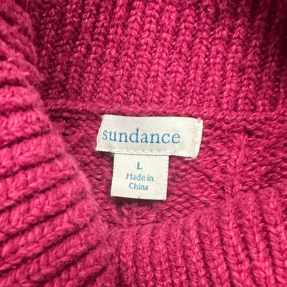 SUNDANCE Mountainview Cable-Knit Turtleneck Sweater Womens Sz L Pink Pullover - Picture 7 of 7